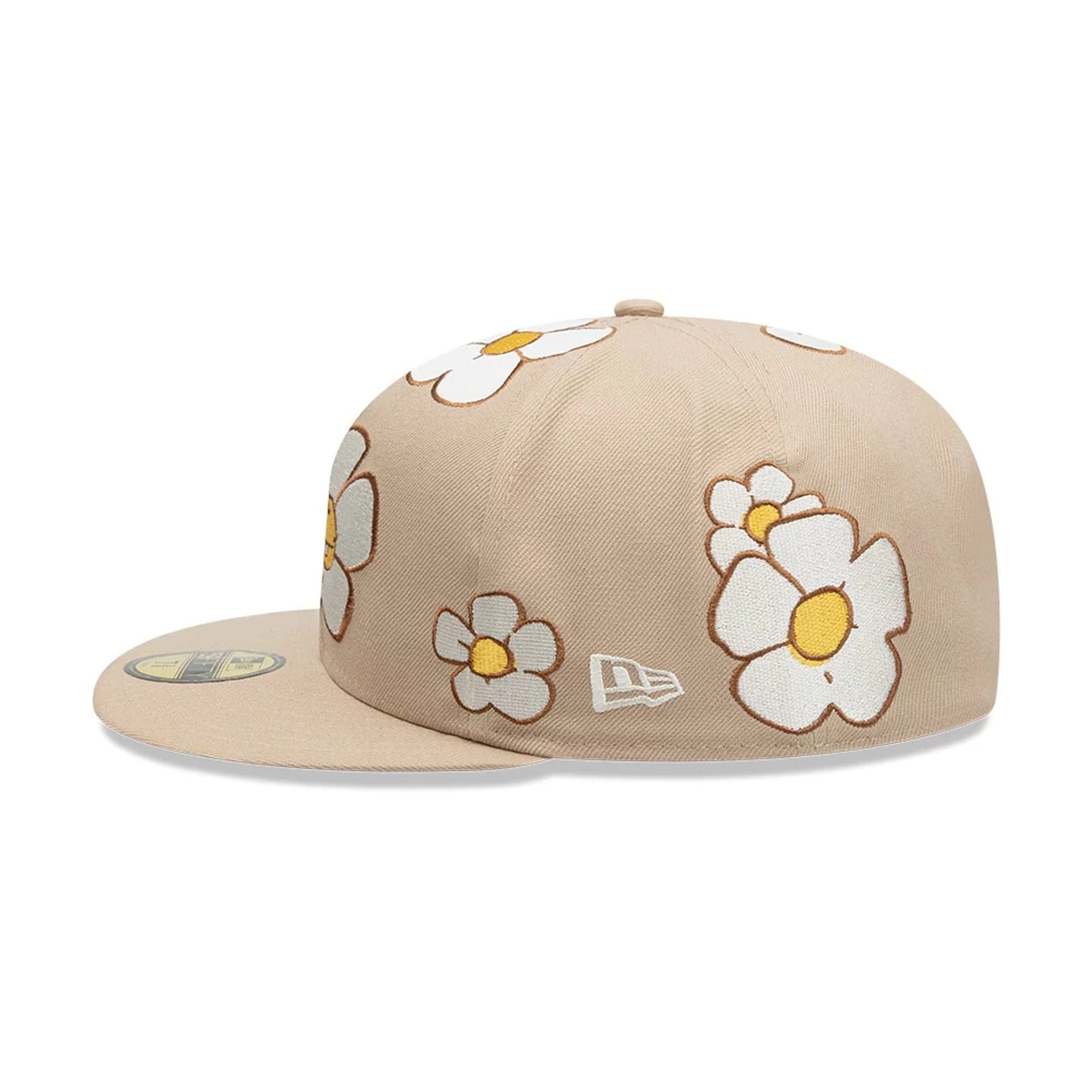 This is a  New Era x Rodrigo Roji Flowers Light Beige 59FIFTY Fitted Cap 4