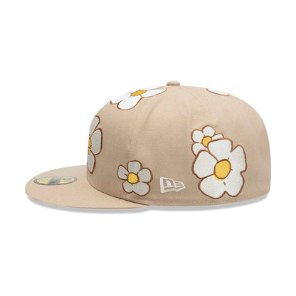 This is a  New Era x Rodrigo Roji Flowers Light Beige 59FIFTY Fitted Cap 4