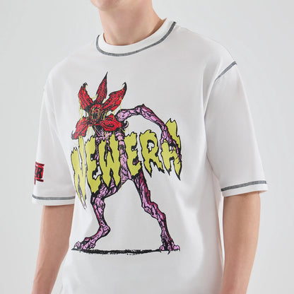 The Male model is wearing Stranger Things White Oversized T-Shirt 6
