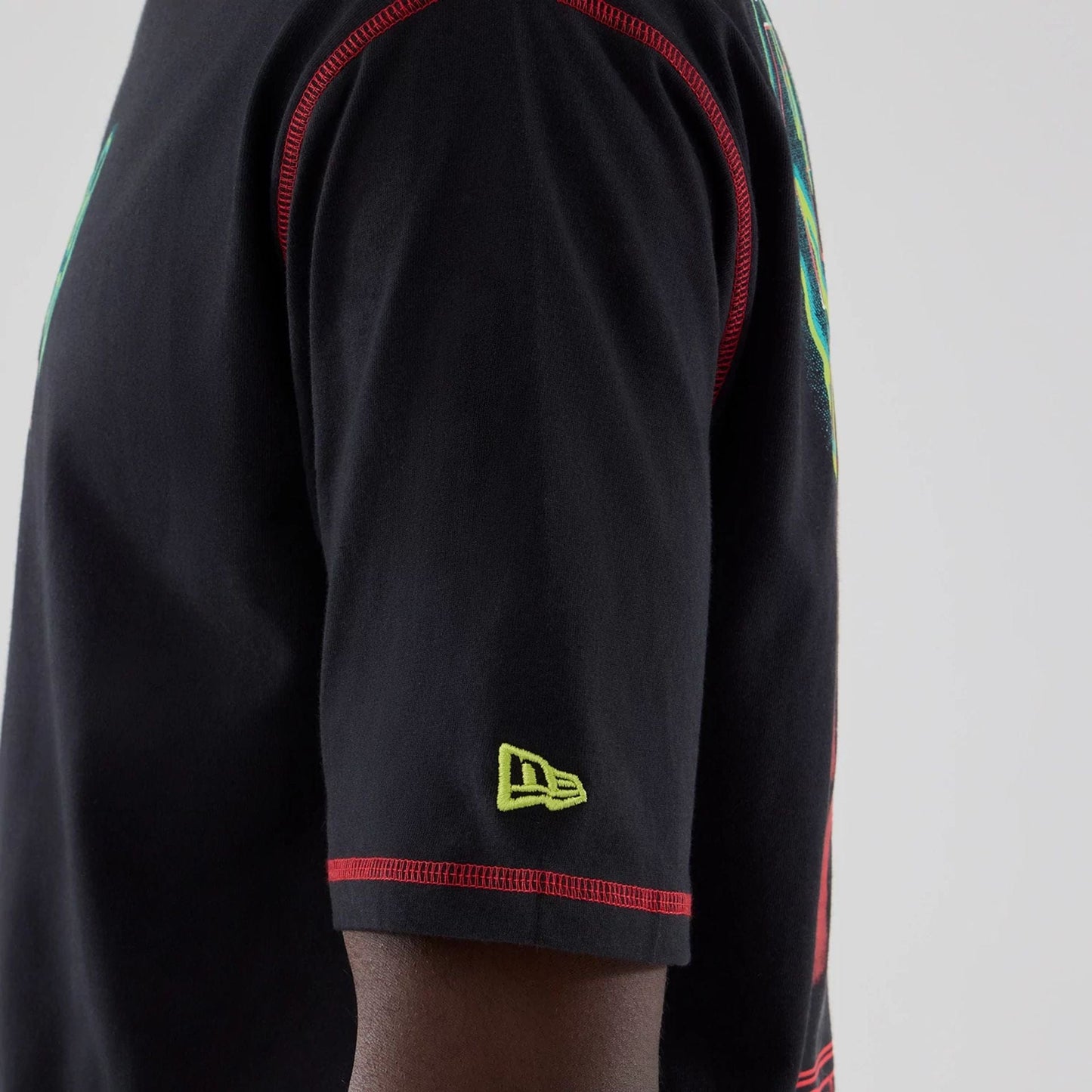 The Male model is wearing Stranger Things Black Oversized T-Shirt  5