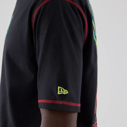 The Male model is wearing Stranger Things Black Oversized T-Shirt  5