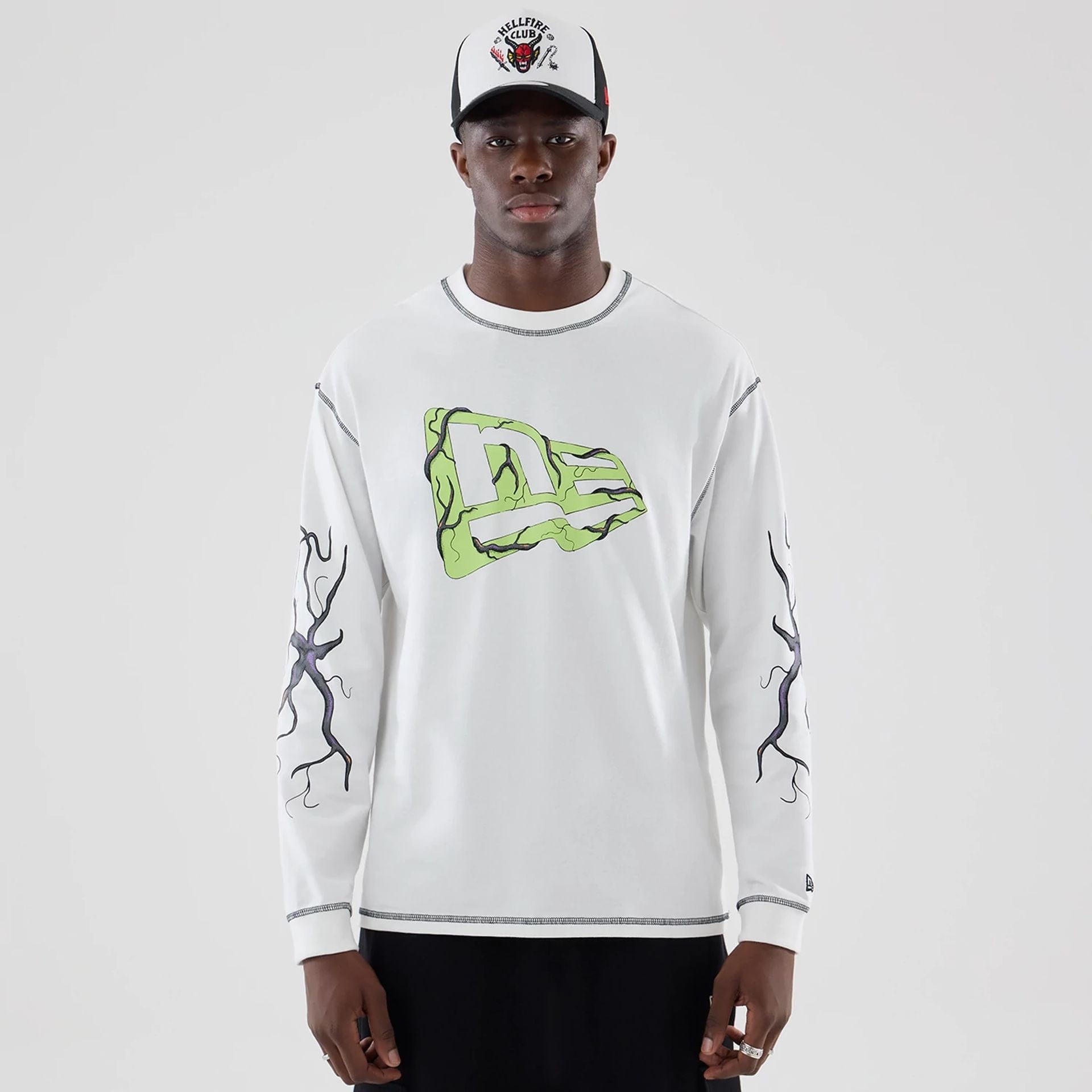 Stranger Things White Oversized Long Sleeve T-Shirt | NEC EU