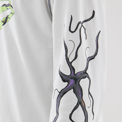 The Male model is wearing Stranger Things White Oversized Long Sleeve T-Shirt 6