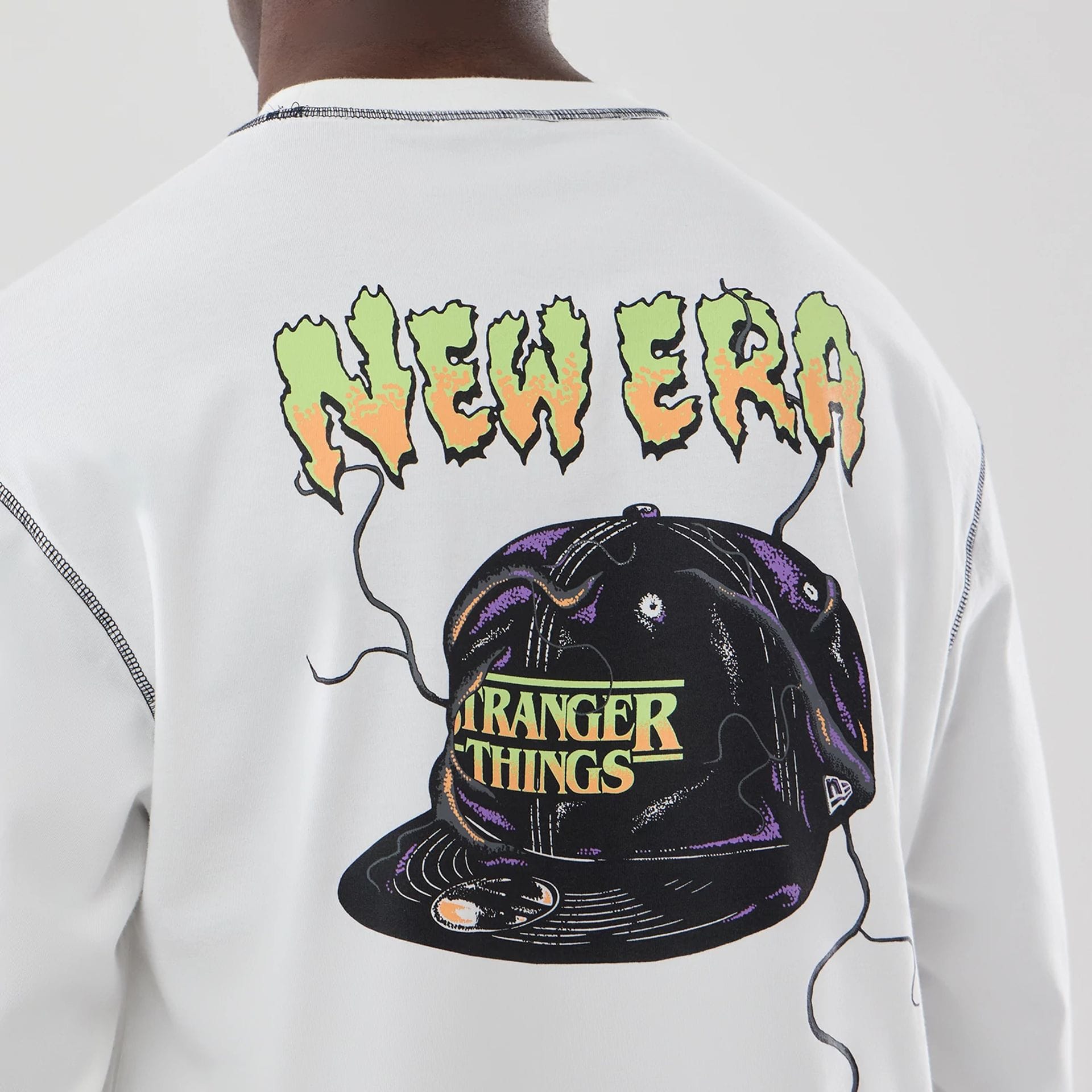 Stranger Things White Oversized Long Sleeve T-Shirt | NEC EU