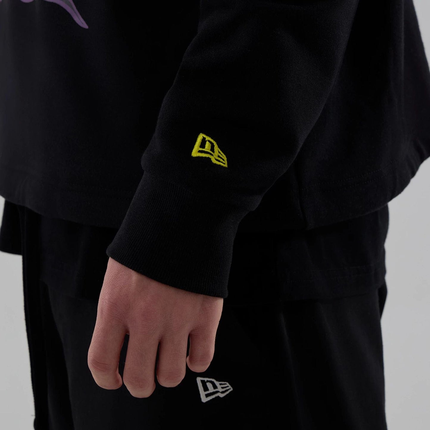 The Male model is wearing Stranger Things Black Oversized Pullover Hoodie  5