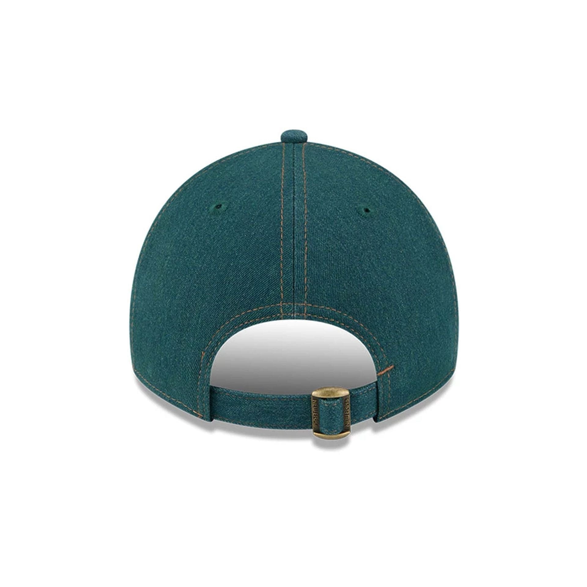 Pictured is this MLB Forest Denim LA Dodgers 9TWENTY A-Frame Adjustable cap in green. 6