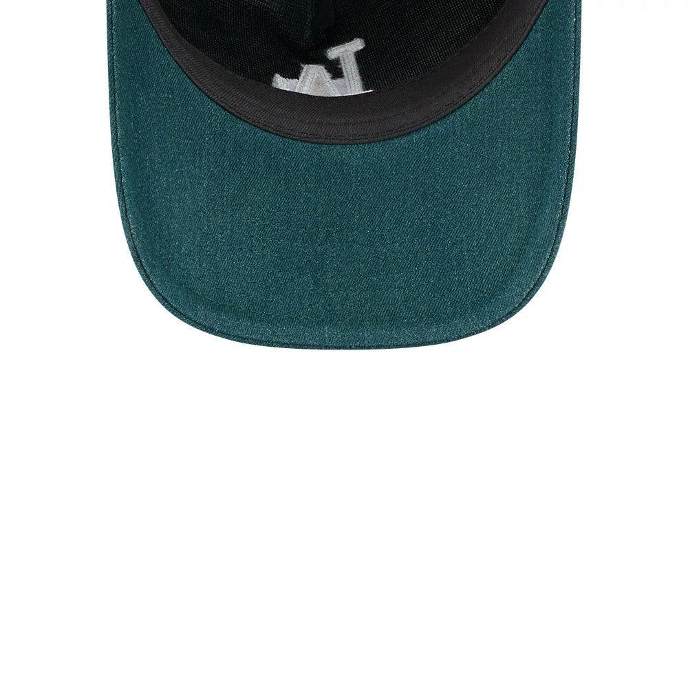 Pictured is this MLB Forest Denim LA Dodgers 9TWENTY A-Frame Adjustable cap in green. 7