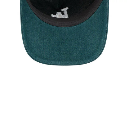 Pictured is this MLB Forest Denim LA Dodgers 9TWENTY A-Frame Adjustable cap in green. 7