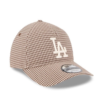 Pictured is this MLB Check LA Dodgers 9TWENTY A-Frame cap in open brown. 4