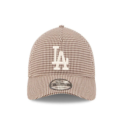 Pictured is this MLB Check LA Dodgers 9TWENTY A-Frame cap in open brown. 3