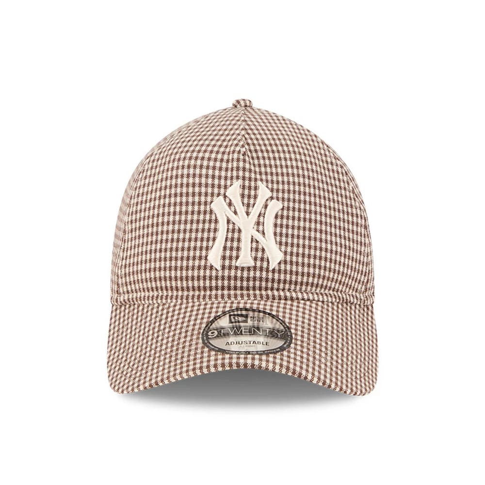 Pictured is this MLB Check New York Yankees 9TWENTY A-Frame cap in open brown. 3