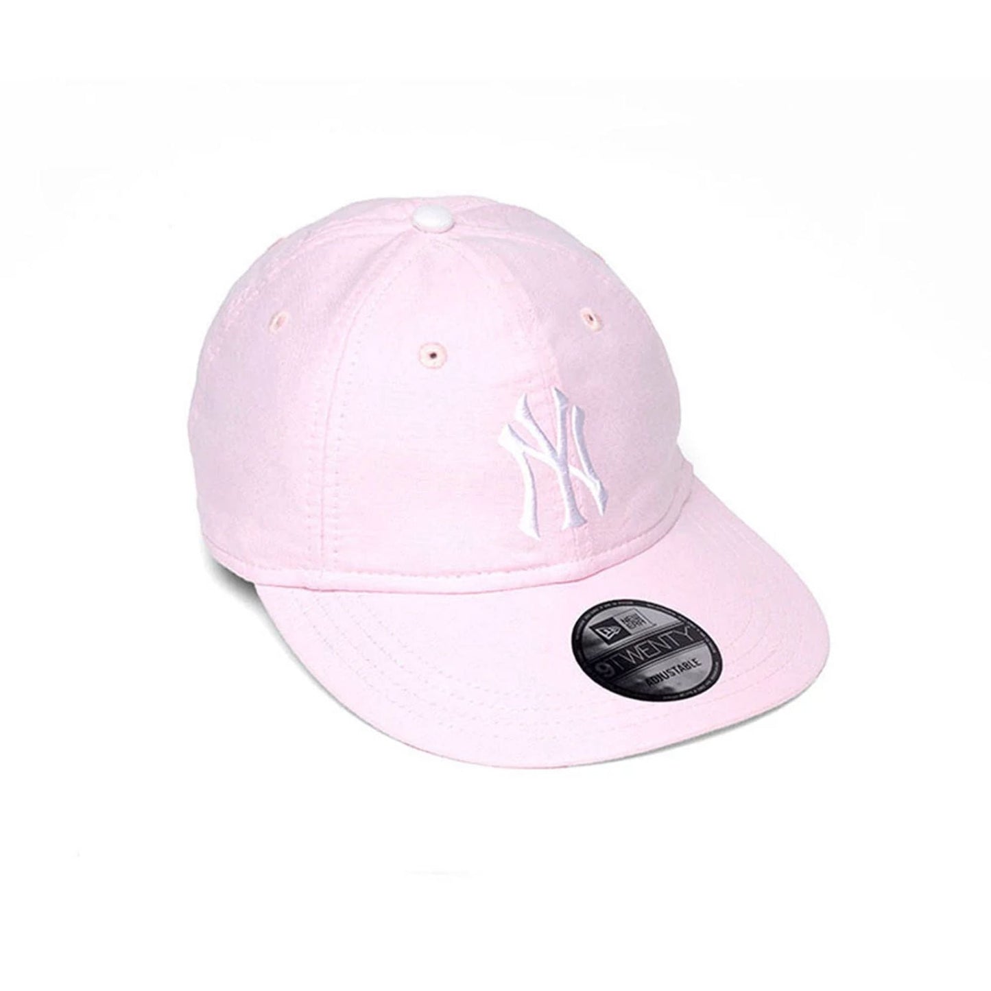 Pictured is this MLB Oxford New York Yankees 9TWENTY Long Visor cap in Pastel Pink. 3
