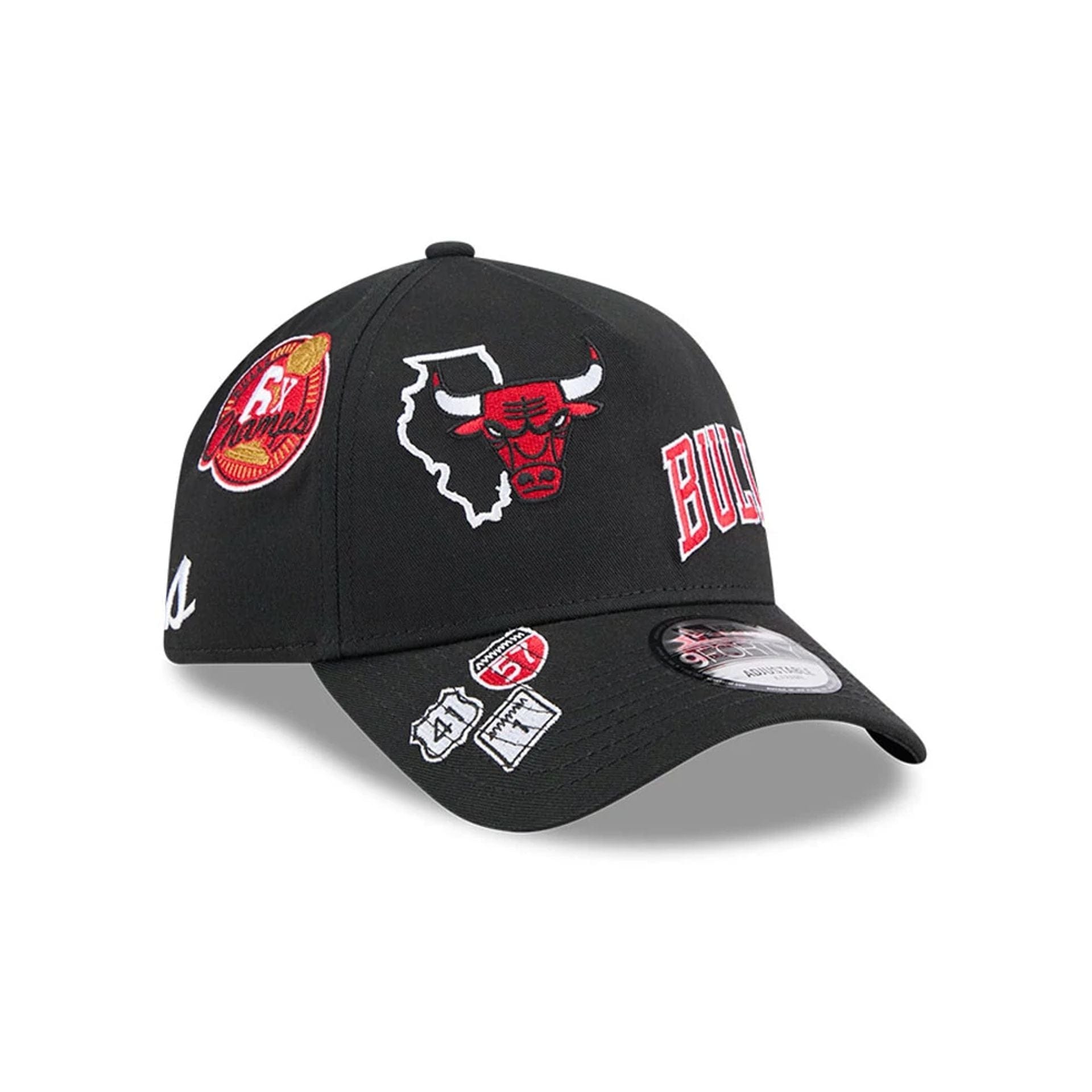Pictured is this NBA All Over Chicago Bulls 9FORTY A-Frame cap in black. 3