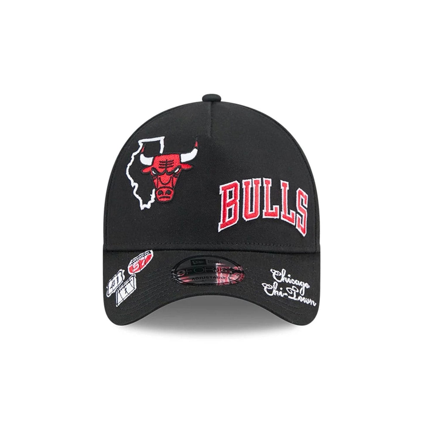 Pictured is this NBA All Over Chicago Bulls 9FORTY A-Frame cap in black. 2