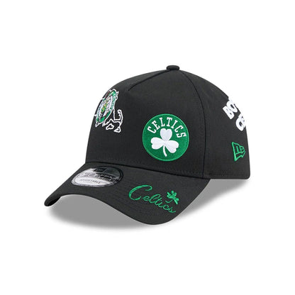 Pictured is this NBA All Over Boston Celtics 9FORTY A-Frame cap in black. 1