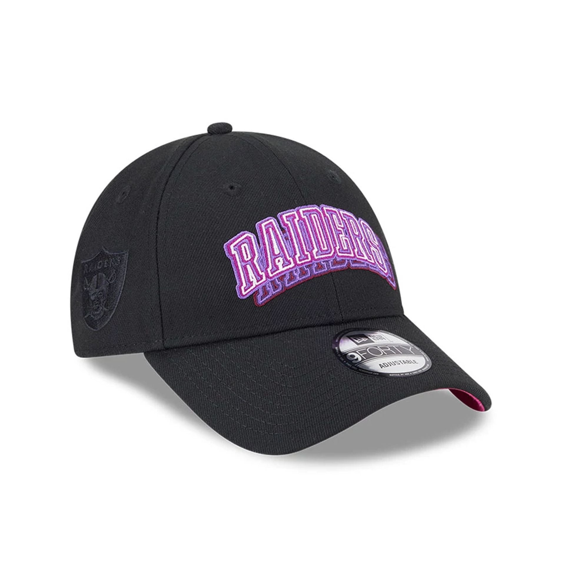 Pictured is this NFL Neon Las Vegas Raiders 9FORTY Adjustable cap in black. 1