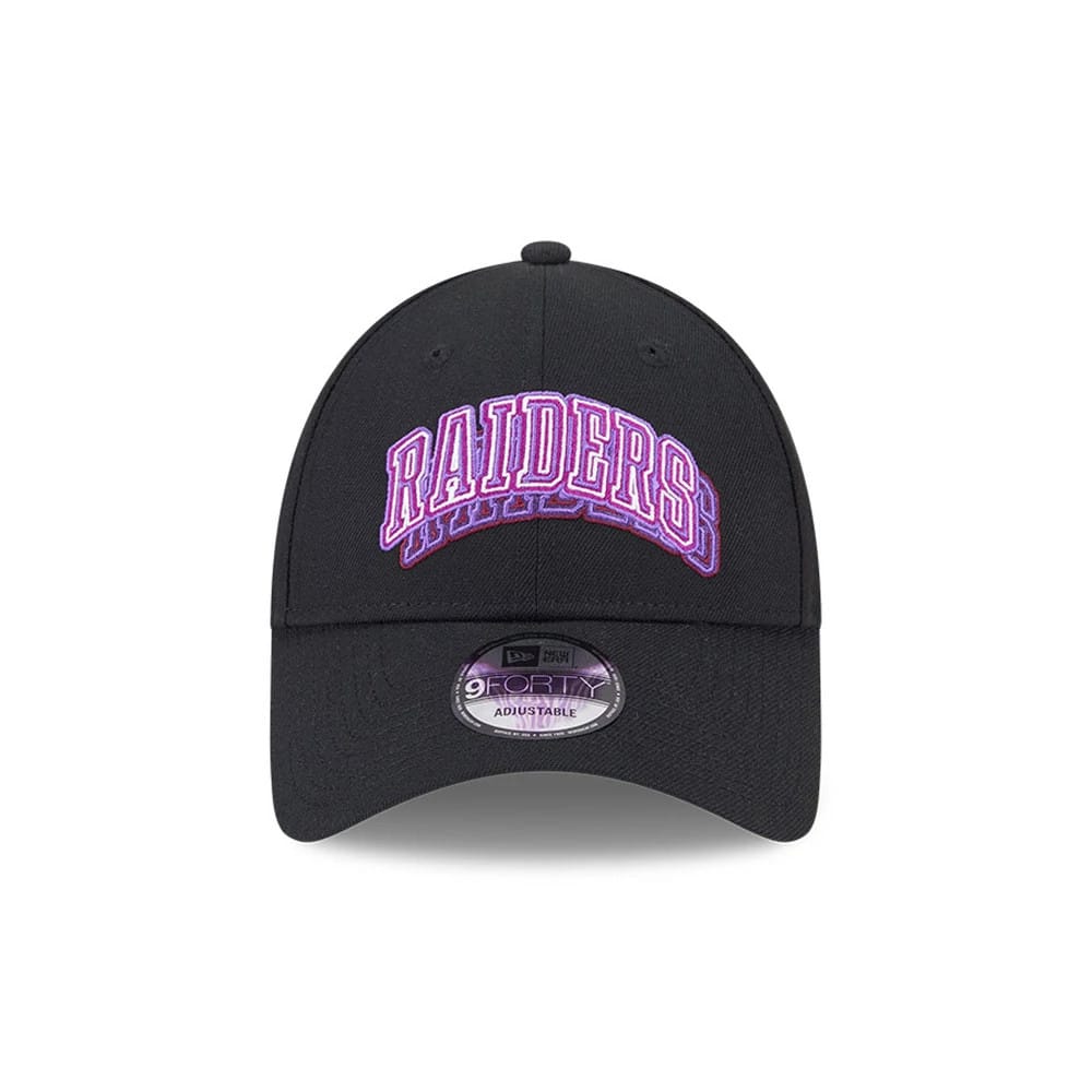 Pictured is this NFL Neon Las Vegas Raiders 9FORTY Adjustable cap in black. 3