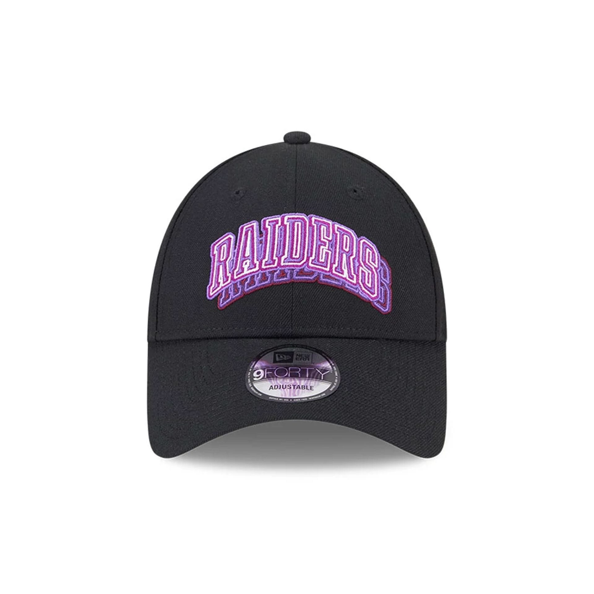 Pictured is this NFL Neon Las Vegas Raiders 9FORTY Adjustable cap in black. 3