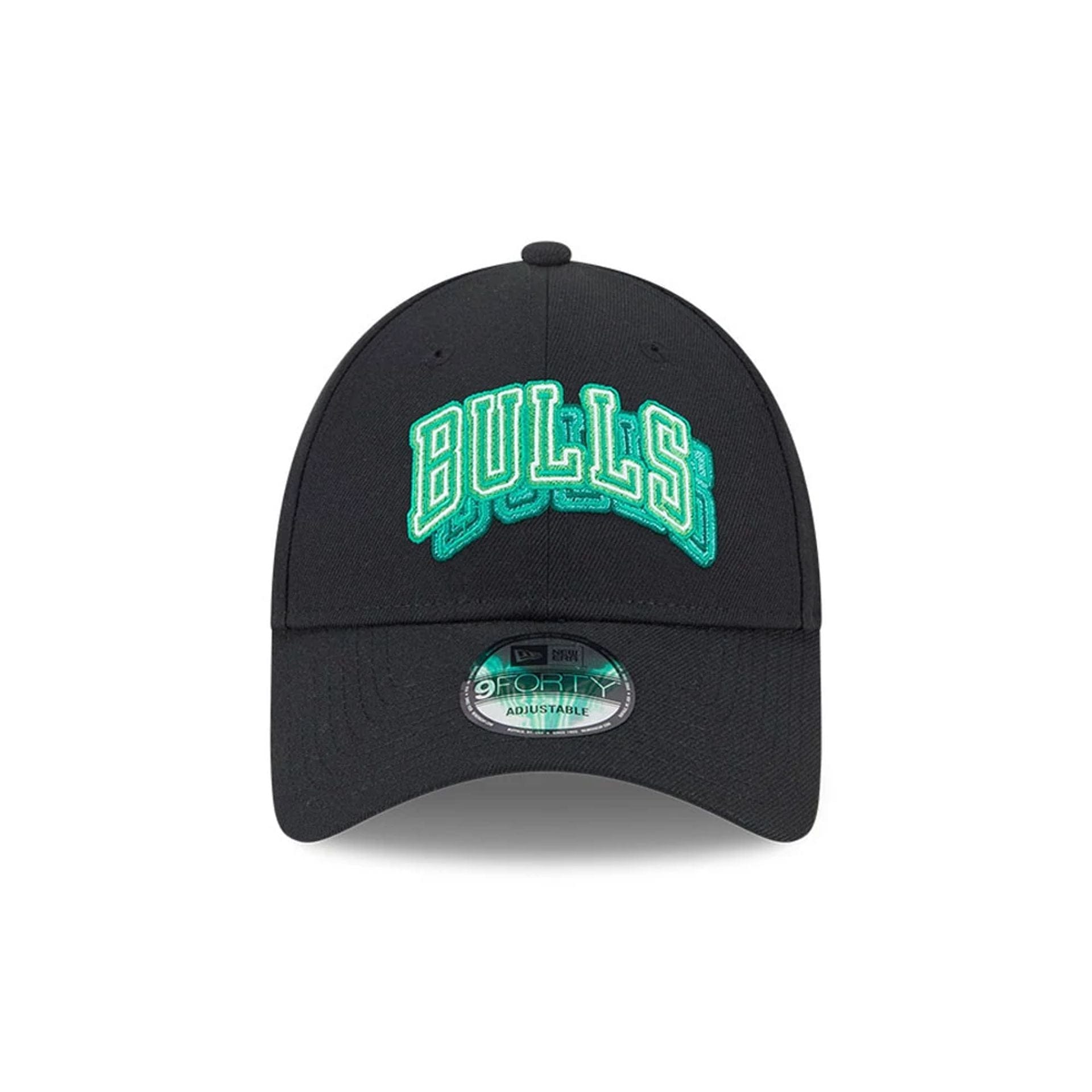Pictured is this NBA Neon Chicago Bulls 9FORTY Adjustable cap in black. 3