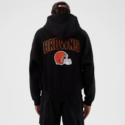 The Male model is wearing Cleveland Browns NFL International Series Games Black Full Zip Hoodie  2
