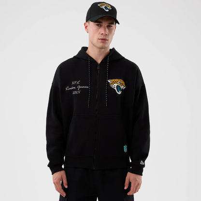 The Male model is wearing Jacksonville Jaguars NFL International Series Games Black Full Zip Hoodie  1