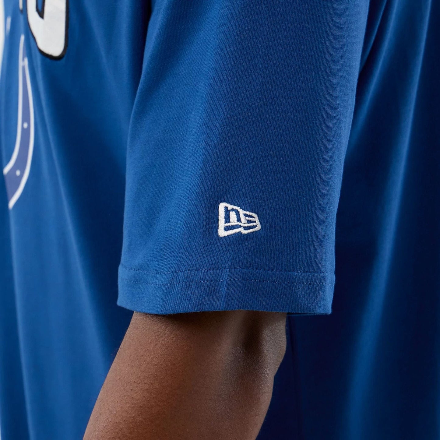 The Male model is wearing Indianapolis Colts NFL International Series Games Blue Oversized T-Shirt  4