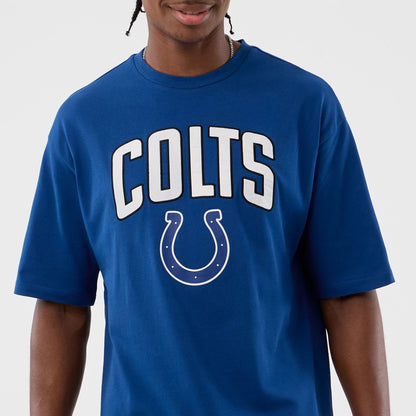 The Male model is wearing Indianapolis Colts NFL International Series Games Blue Oversized T-Shirt  5