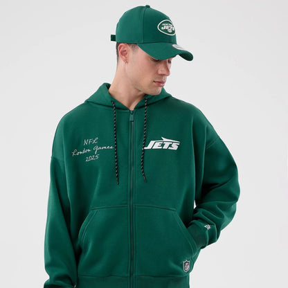 The Male model is wearing New York Jets NFL International Series Games Green Full Zip Hoodie  5