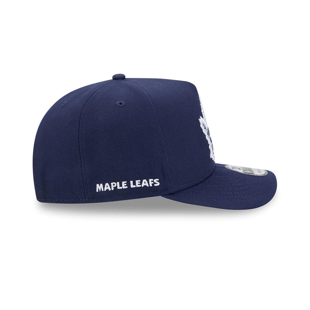 Pictured is this NHL Evergreen Toronto Maple Leafs 9FIFTY A-Frame Snapback cap in navy. 5