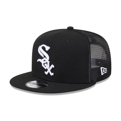 Pictured is this MLB Evergreen Chicago White Sox 9FIFTY Trucker cap in black. 1