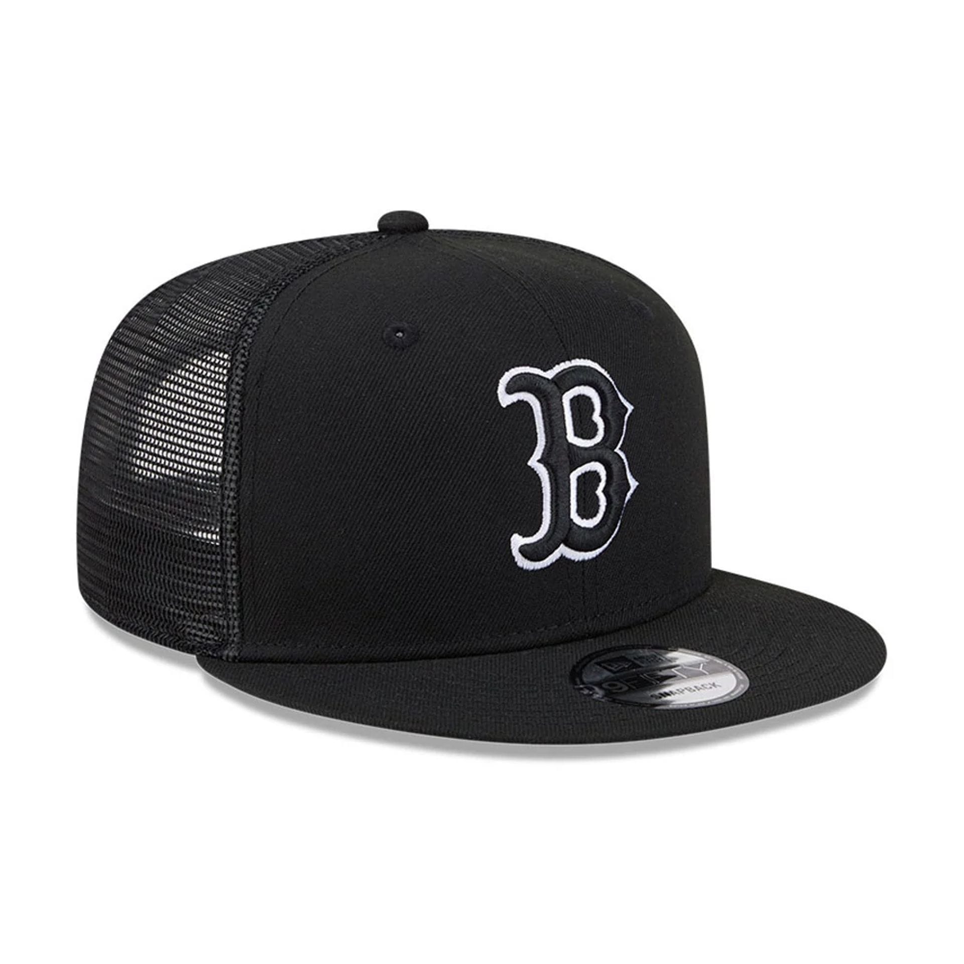 Pictured is this MLB Evergreen Boston Red Sox 9FIFTY Trucker cap in black. 4