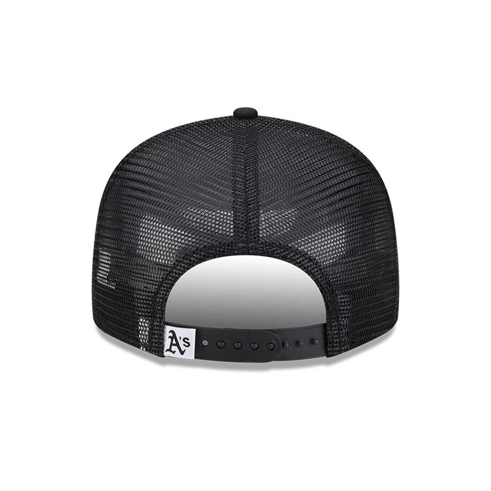 Pictured is this MLB Evergreen Athletics 9FIFTY Trucker cap in black. 7