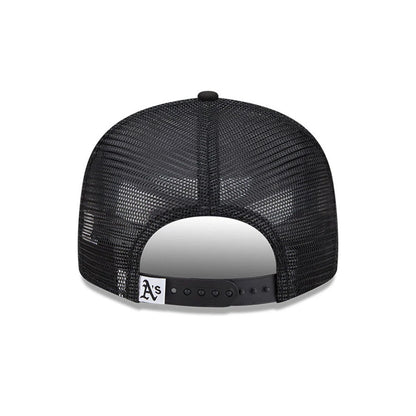 Pictured is this MLB Evergreen Athletics 9FIFTY Trucker cap in black. 7