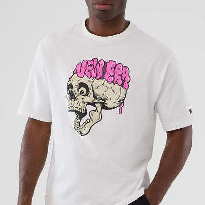 The Male model is wearing  New Era Halloween Skull Graphic White Oversized T-Shirt  6
