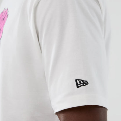 The Male model is wearing  New Era Halloween Skull Graphic White Oversized T-Shirt 4