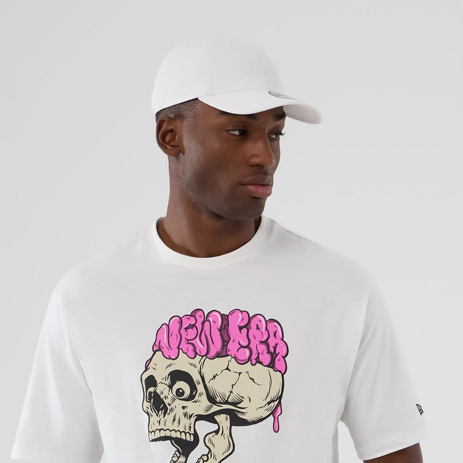 The Male model is wearing  New Era Halloween Skull Graphic White Oversized T-Shirt  5