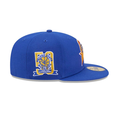 Pictured is this NBA Hardwood Classic Golden State Warriors 59FIFTY Fitted cap in blue. 5