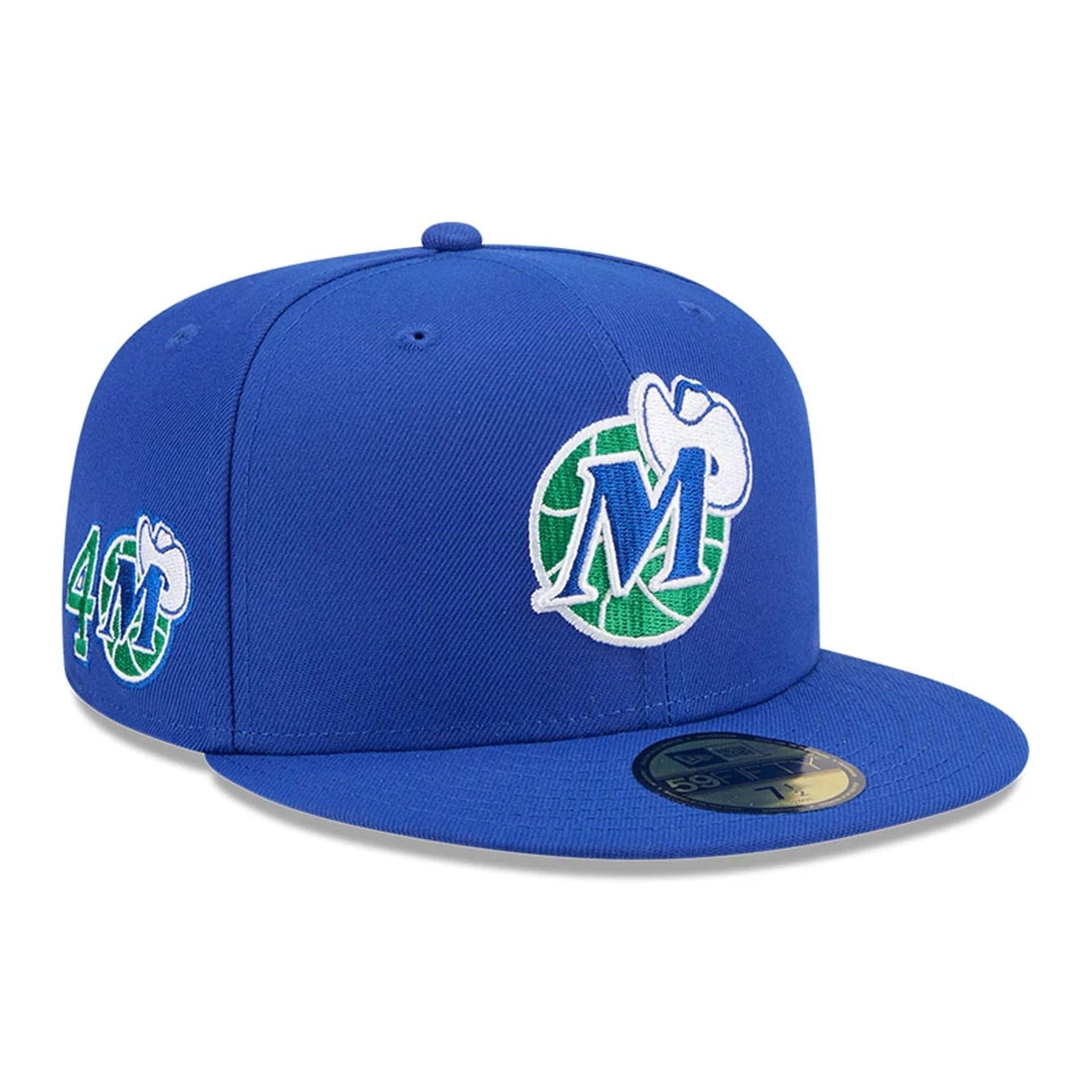 Pictured is this NBA Hardwood Classic Dallas Mavericks 59FIFTY Fitted cap in blue. 1