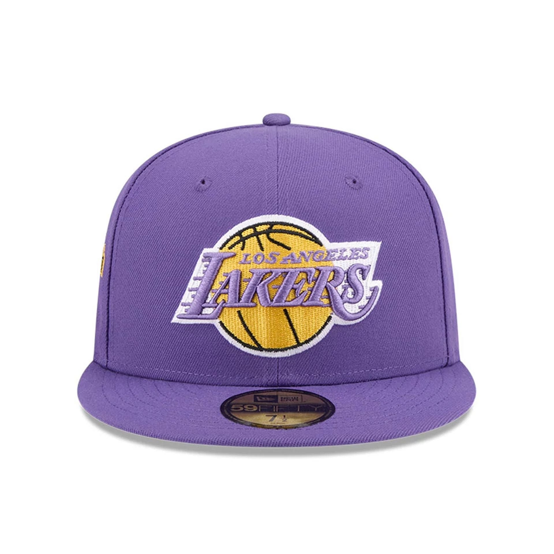 Pictured is this NBA Hardwood Classic LA Lakers 59FIFTY Fitted cap in purple. 3