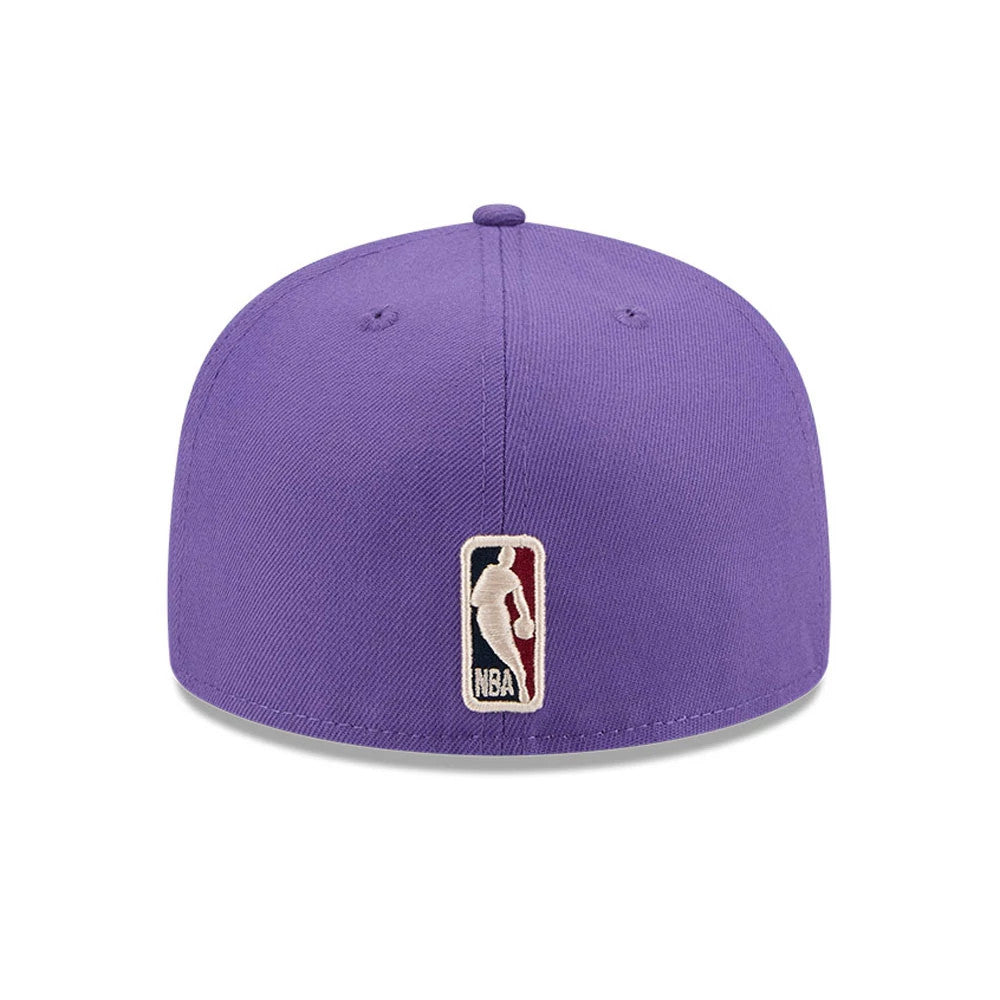 Pictured is this NBA Hardwood Classic 50th Anniversary LA Lakers 59FIFTY Fitted cap in purple. 5