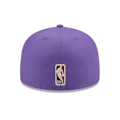 Pictured is this NBA Hardwood Classic 50th Anniversary LA Lakers 59FIFTY Fitted cap in purple. 5