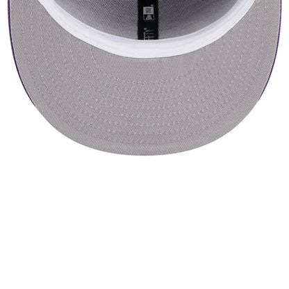 Pictured is this NBA Hardwood Classic LA Lakers 59FIFTY Fitted cap in purple. 2