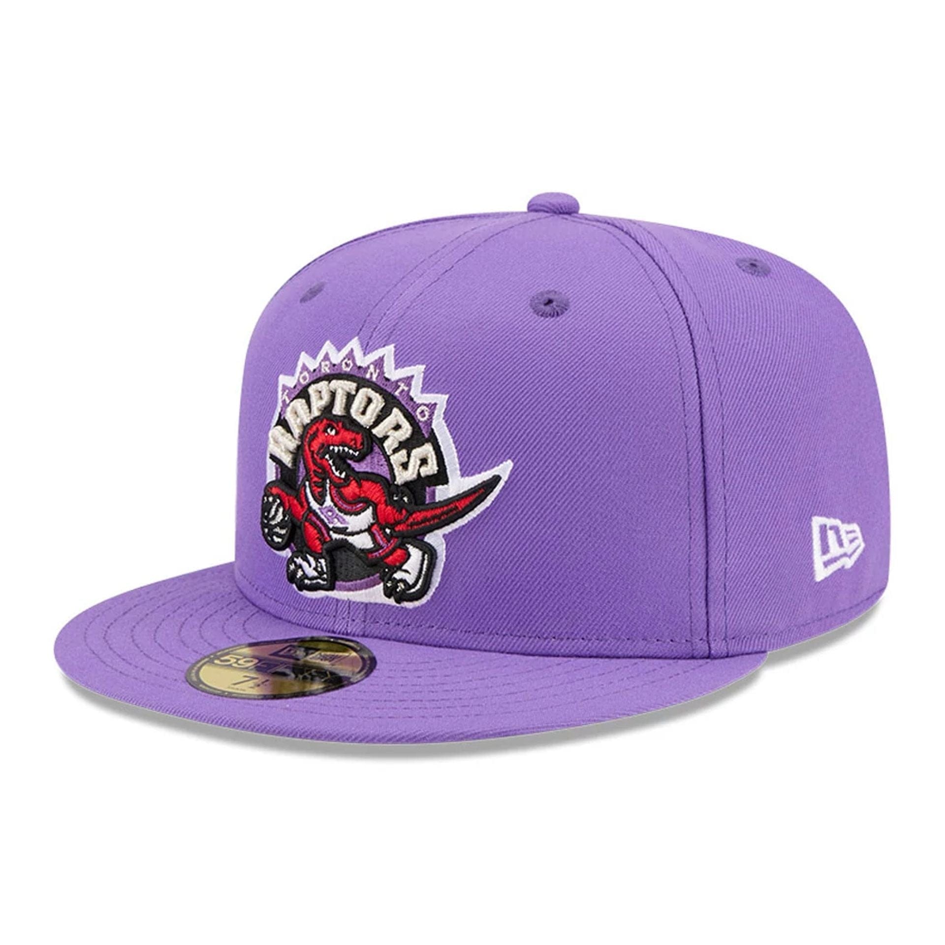 Pictured is this NBA Hardwood Classic Toronto Raptors 59FIFTY Fitted cap in bright purple. 4