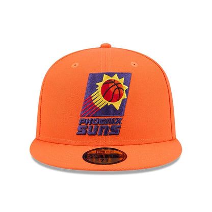 Pictured is this NBA Hardwood Classic Phoenix Suns 59FIFTY Fitted cap in orange. 3