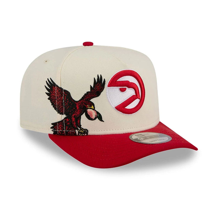 Pictured is this NBA Hardwood Classic Atlanta Hawks 9FIFTY A-Frame Snapback cap in red. 1
