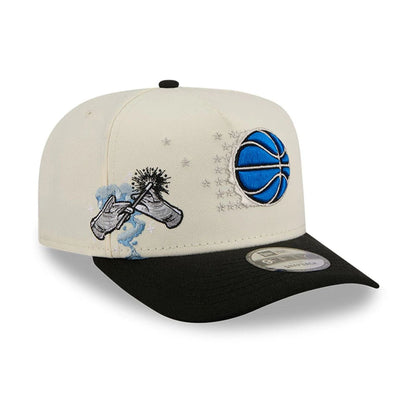 Pictured is this NBA Hardwood Classic Orlando Magic 9FIFTY A-Frame Snapback cap in black. 1
