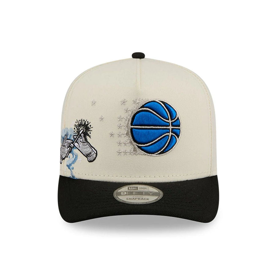 Pictured is this NBA Hardwood Classic Orlando Magic 9FIFTY A-Frame Snapback cap in black. 3