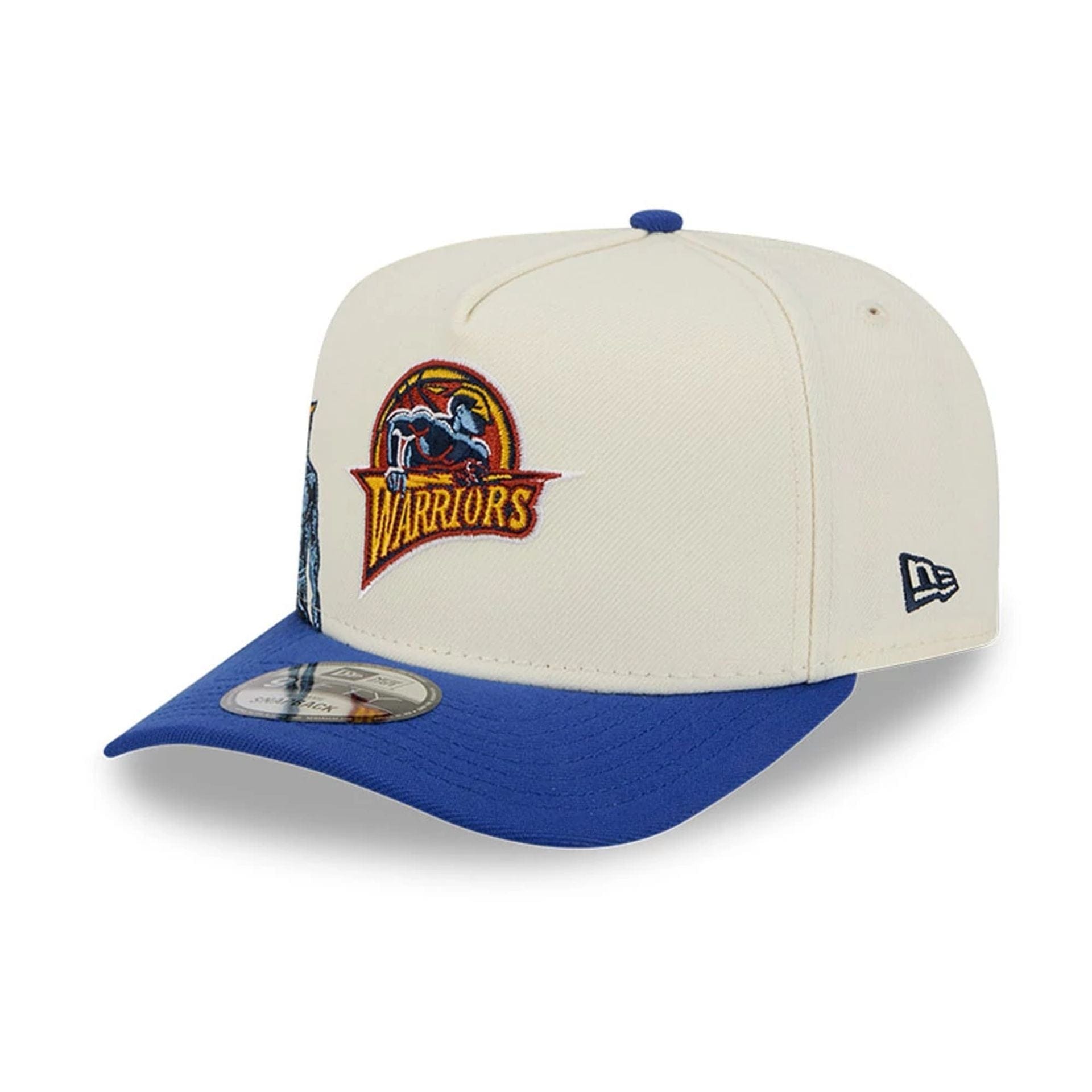 Pictured is this NBA Hardwood Classic Golden State Warriors 9FIFTY A-Frame Snapback cap in blue. 4