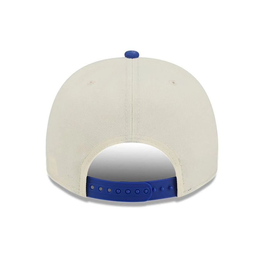 Pictured is this NBA Hardwood Classic Golden State Warriors 9FIFTY A-Frame Snapback cap in blue. 7