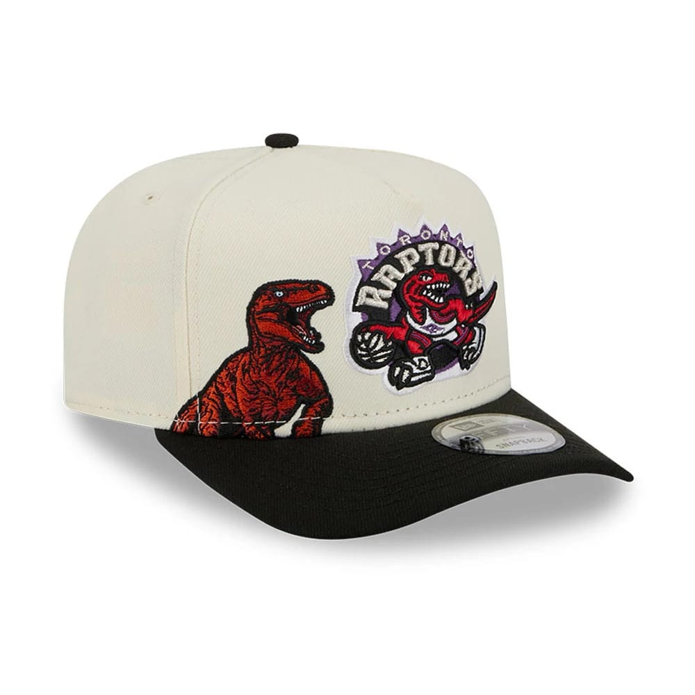 Pictured is this NBA Hardwood Classic Toronto Raptors 9FIFTY A-Frame Snapback cap in Cream 1